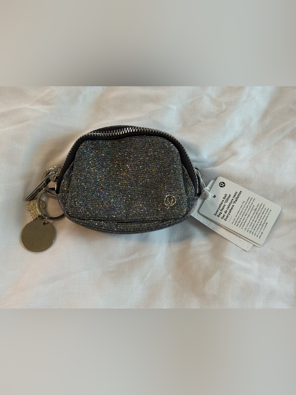 lululemon athletica Sparkle Black Coin Pouch Keychain